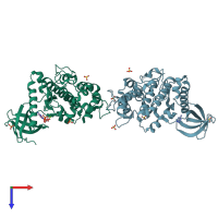 PDB entry 1q8y coloured by chain, top view.