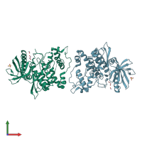 PDB entry 1q8z coloured by chain, front view.