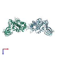 PDB entry 1q8z coloured by chain, top view.