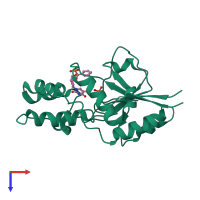 PDB entry 1q91 coloured by chain, top view.