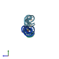PDB entry 1q93 coloured by chain, side view.