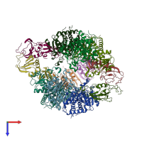 PDB entry 1q95 coloured by chain, top view.
