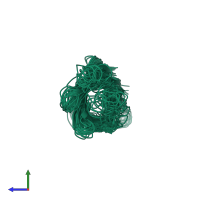 PDB entry 1q9f coloured by chain, ensemble of 20 models, side view.