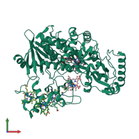 PDB entry 1q9i coloured by chain, front view.