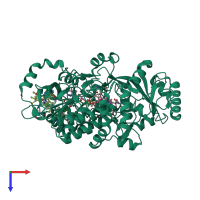 PDB entry 1q9i coloured by chain, top view.