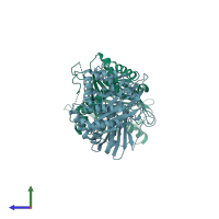 PDB entry 1q9j coloured by chain, side view.