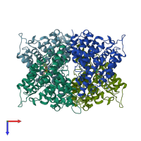 PDB entry 1q9m coloured by chain, top view.