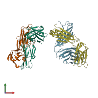 PDB entry 1q9o coloured by chain, front view.