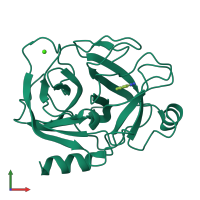 PDB entry 1qa0 coloured by chain, front view.