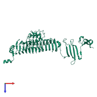 PDB entry 1qa1 coloured by chain, top view.