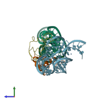 PDB entry 1qa6 coloured by chain, side view.