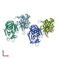 PDB entry 1qa7 coloured by chain, front view.