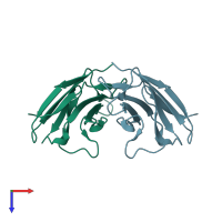 PDB entry 1qac coloured by chain, top view.
