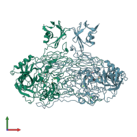 PDB entry 1qaf coloured by chain, front view.