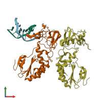 PDB entry 1qaj coloured by chain, front view.