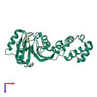 PDB entry 1qao coloured by chain, top view.