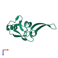 PDB entry 1qau coloured by chain, top view.