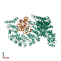 PDB entry 1qbk coloured by chain, front view.