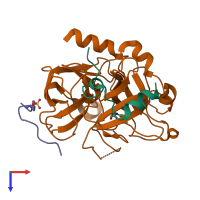 PDB entry 1qbv coloured by chain, top view.