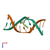 PDB entry 1qby coloured by chain, top view.