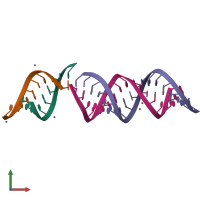 PDB entry 1qc0 coloured by chain, front view.