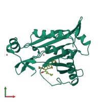 PDB entry 1qca coloured by chain, front view.