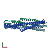 PDB entry 1qce coloured by chain, ensemble of 30 models, front view.