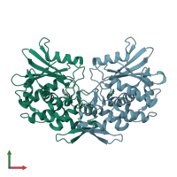 PDB entry 1qci coloured by chain, front view.