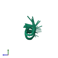 PDB entry 1qcm coloured by chain, ensemble of 20 models, side view.