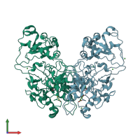 PDB entry 1qco coloured by chain, front view.