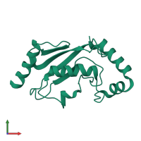 PDB entry 1qcq coloured by chain, front view.