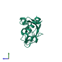 PDB entry 1qcq coloured by chain, side view.