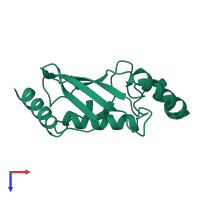 PDB entry 1qcq coloured by chain, top view.