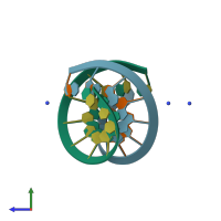 PDB entry 1qcu coloured by chain, side view.