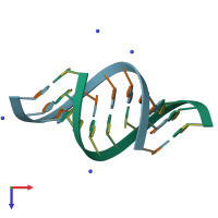 PDB entry 1qcu coloured by chain, top view.