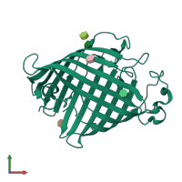 PDB entry 1qd5 coloured by chain, front view.