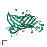 PDB entry 1qd5 coloured by chain, top view.
