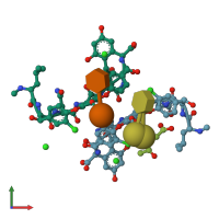 PDB entry 1qd8 coloured by chain, front view.