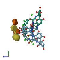 PDB entry 1qd8 coloured by chain, side view.
