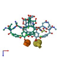 PDB entry 1qd8 coloured by chain, top view.