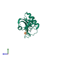 PDB entry 1qdd coloured by chain, side view.