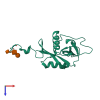 PDB entry 1qdd coloured by chain, top view.