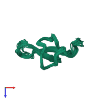 PDB entry 1qdp coloured by chain, ensemble of 20 models, top view.