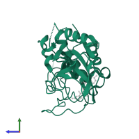 Cathepsin B in PDB entry 1qdq, assembly 1, side view.