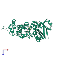 PDB entry 1qdr coloured by chain, top view.