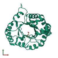 PDB entry 1qds coloured by chain, front view.