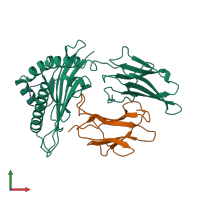 PDB entry 1qew coloured by chain, front view.