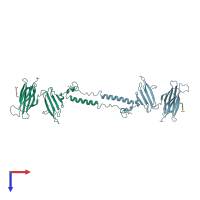 PDB entry 1qex coloured by chain, top view.