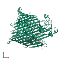 PDB entry 1qfg coloured by chain, front view.