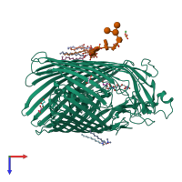 PDB entry 1qfg coloured by chain, top view.